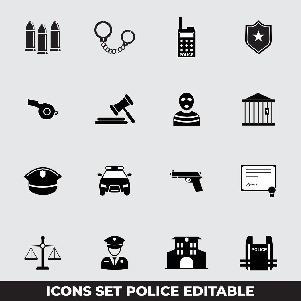 icon set beveiliging van politie vector