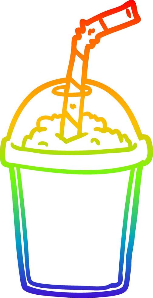 regenbooggradiënt lijntekening ijskoude smoothie vector