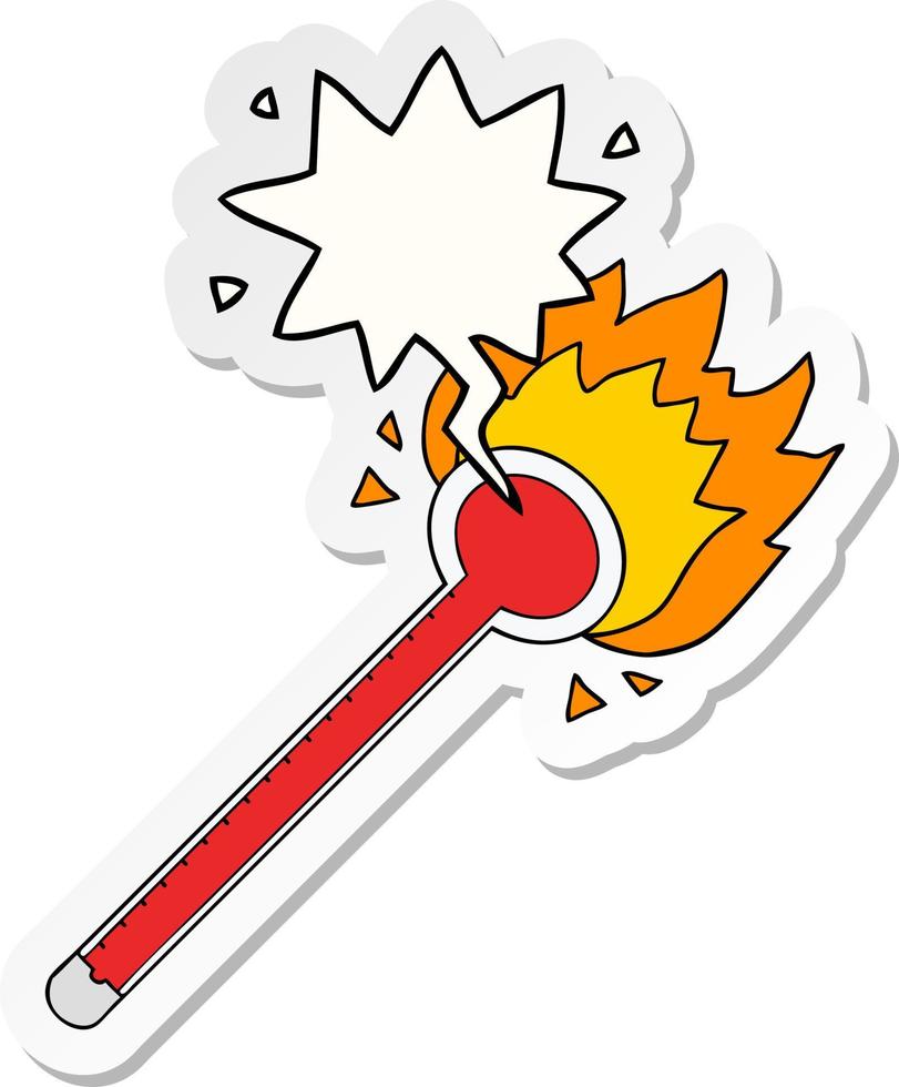 cartoon thermometer en tekstballon sticker vector