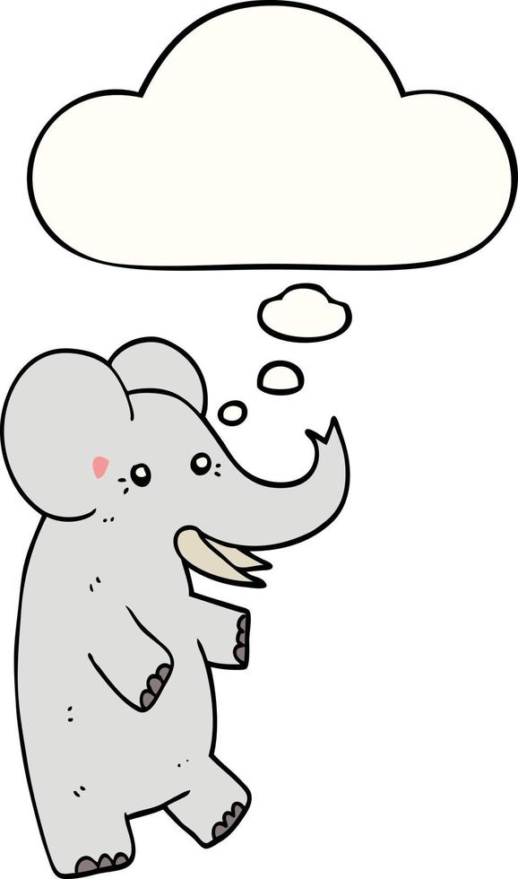 cartoon olifant en gedachte bel vector