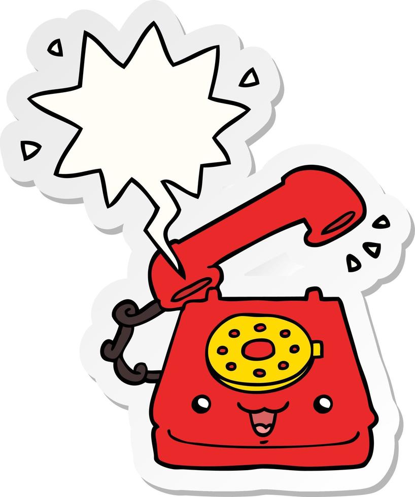 leuke cartoon telefoon en tekstballon sticker vector