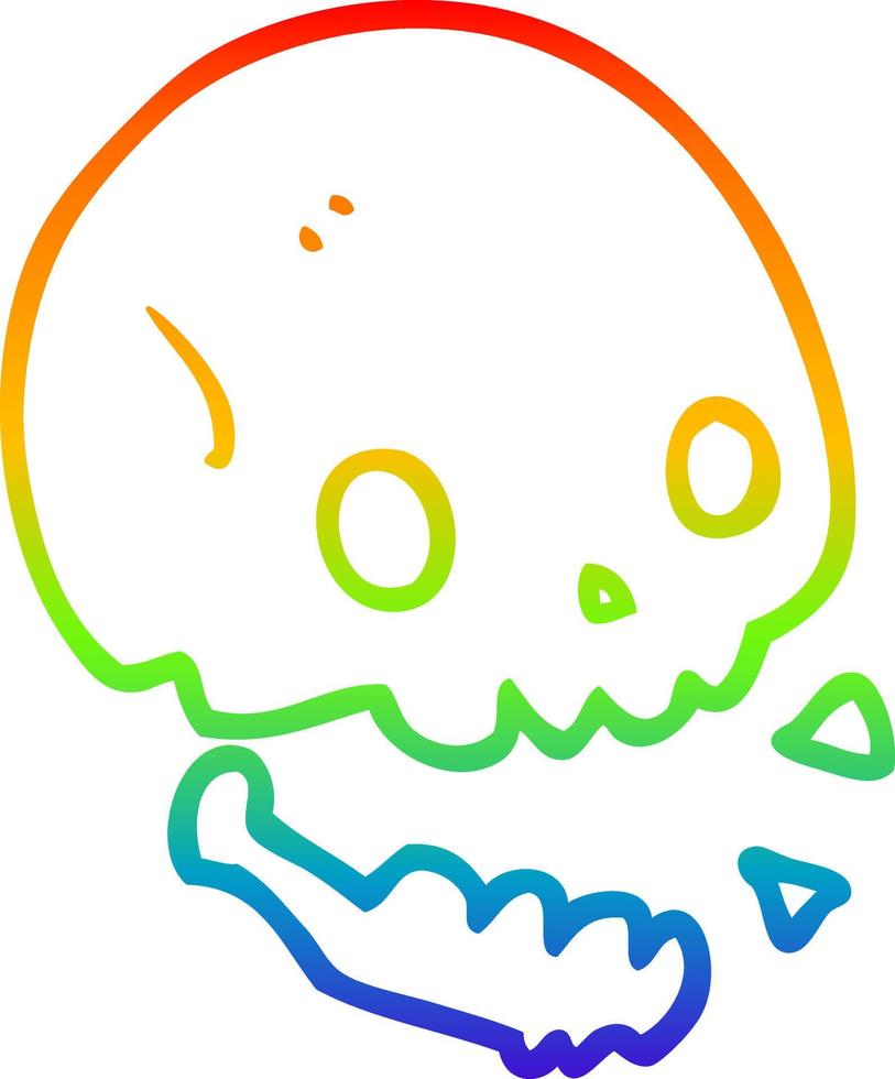 regenbooggradiënt lijntekening cartoon spookachtige schedel vector