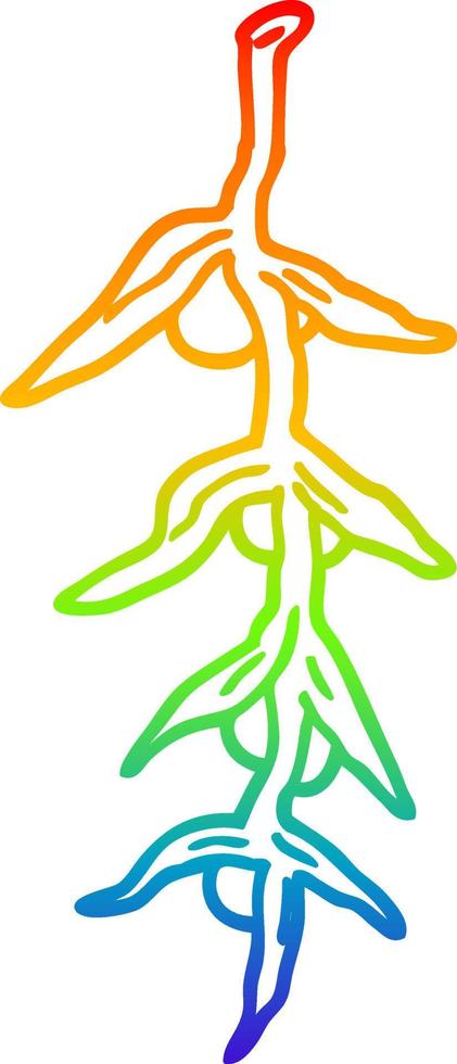 regenboog gradiënt lijntekening cartoon plant vector