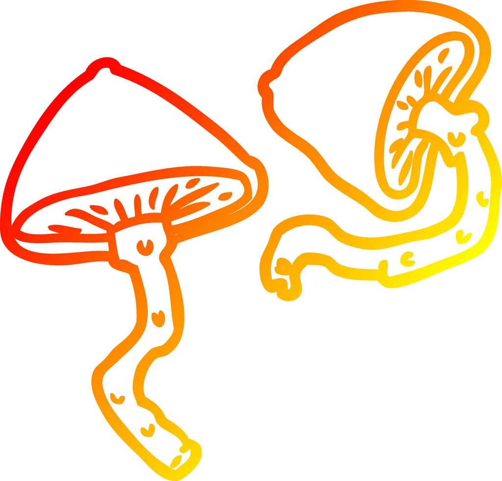 warme gradiënt lijntekening wilde paddestoelen vector