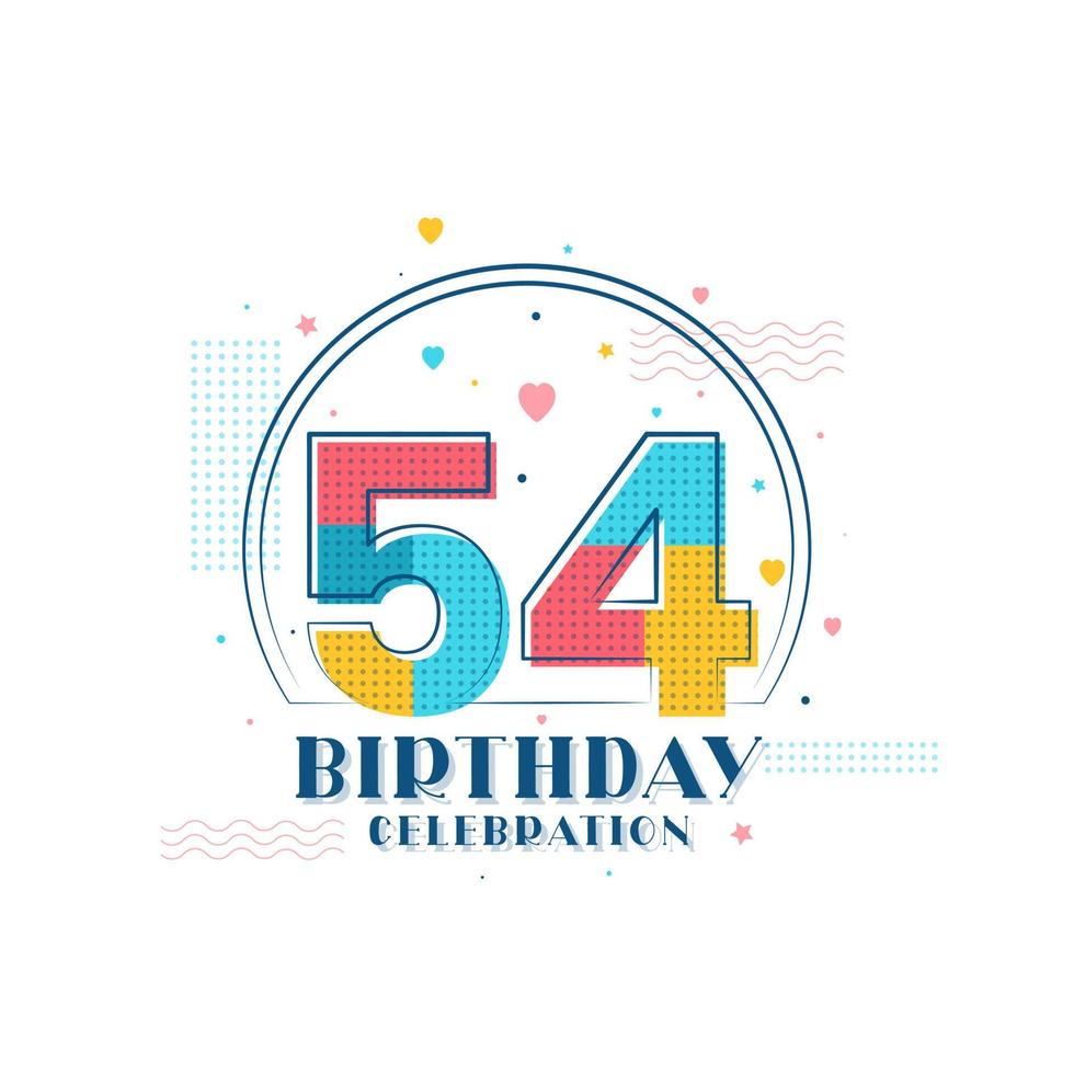 54 verjaardagsviering, modern 54ste verjaardagsontwerp vector