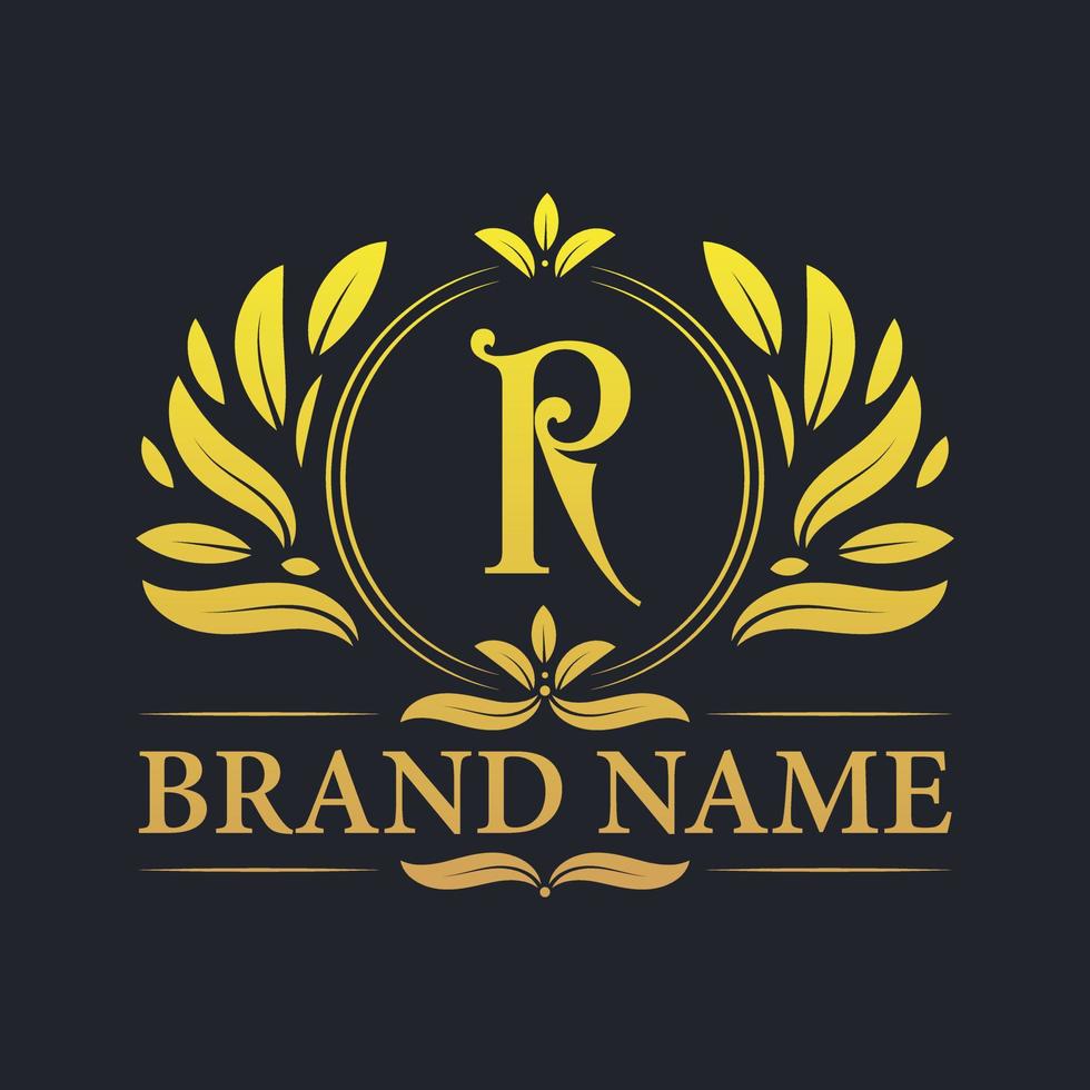 gouden vintage luxe r brief logo ontwerp. vector