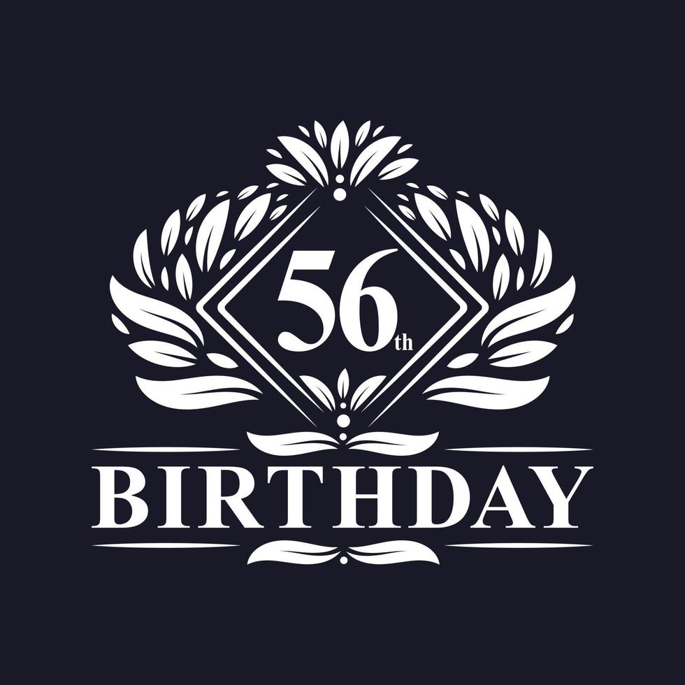 56 jaar verjaardagslogo, luxe 56e verjaardag. vector