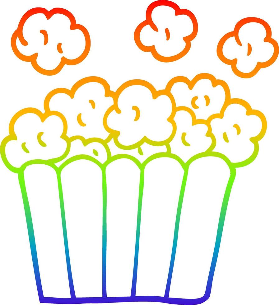 regenbooggradiënt lijntekening cartoon bioscoop popcorn vector