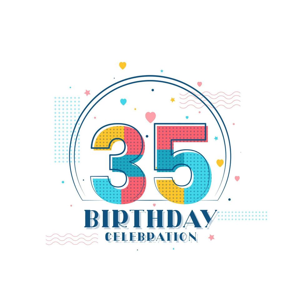 35 verjaardagsviering, modern 35ste verjaardagsontwerp vector