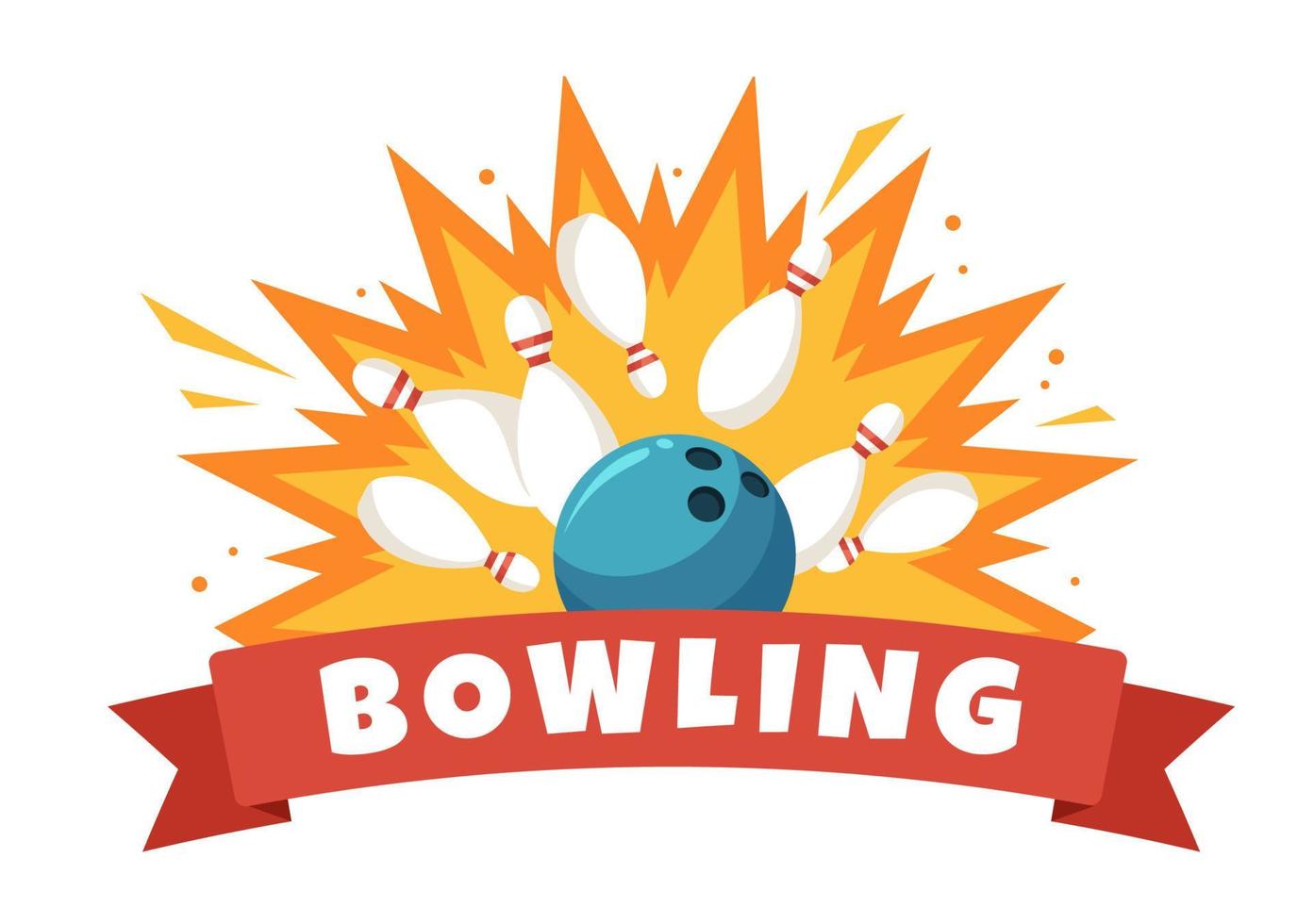 bowling spel hand getekende cartoon platte achtergrond ontwerp illustratie met pinnen, ballen en scoreborden in een sportclub of activiteit competitie vector