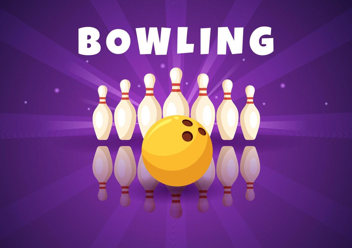 bowling spel hand getekende cartoon platte achtergrond ontwerp illustratie met pinnen, ballen en scoreborden in een sportclub of activiteit competitie vector