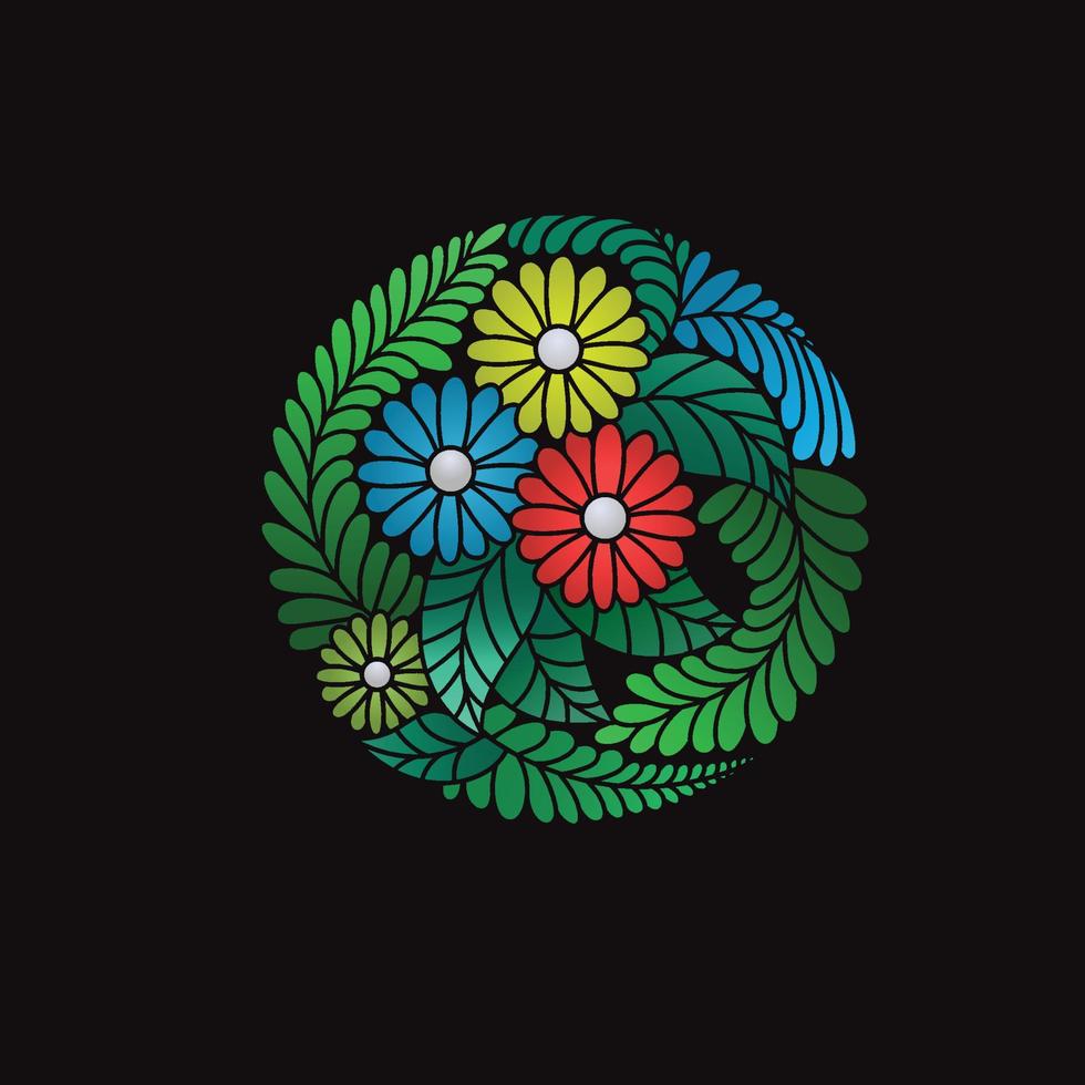uniek kleurrijk bloemen handgetekend ontwerpconcept vector