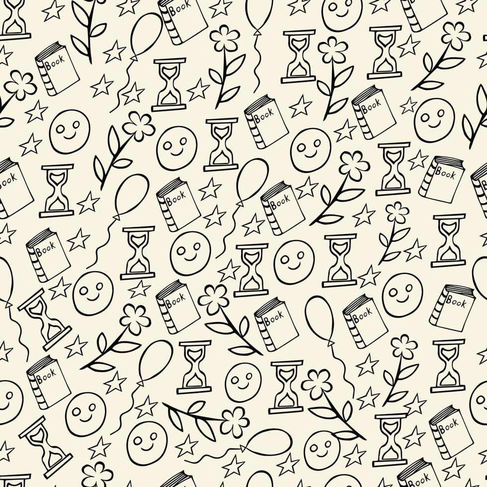 school doodles naadloos patroon vector