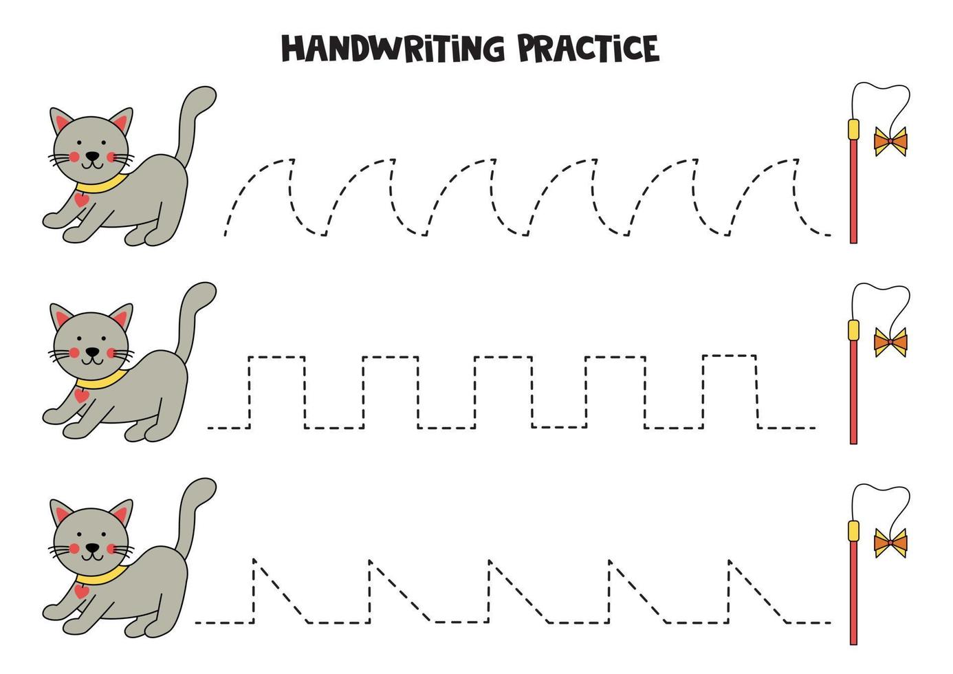 traceerlijnen voor kinderen. schattige kat. Schrijf oefening. vector