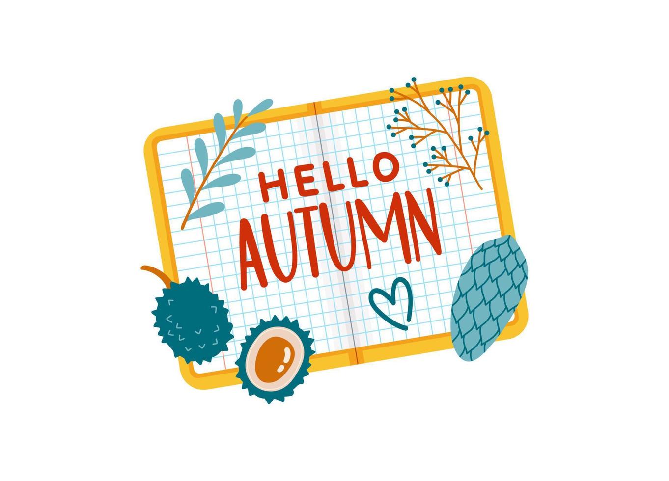 hallo herfst herfst seizoen school notitieboekje set vectorillustratie vector