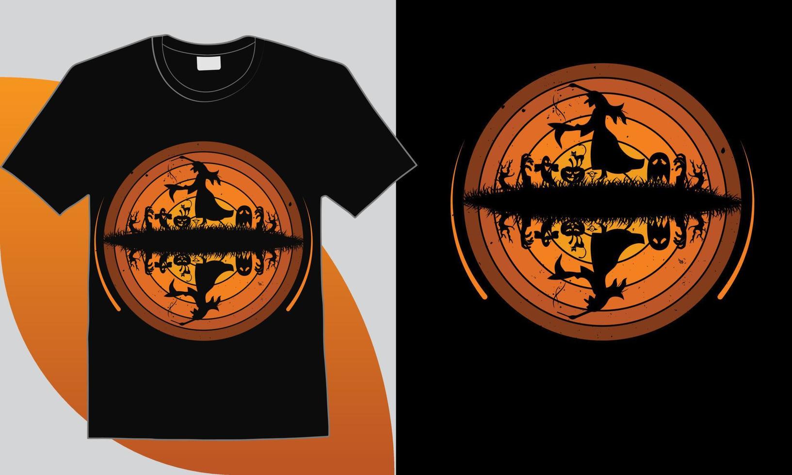 vintage halloween silhouet halloween vintage t-shirt ontwerp vector
