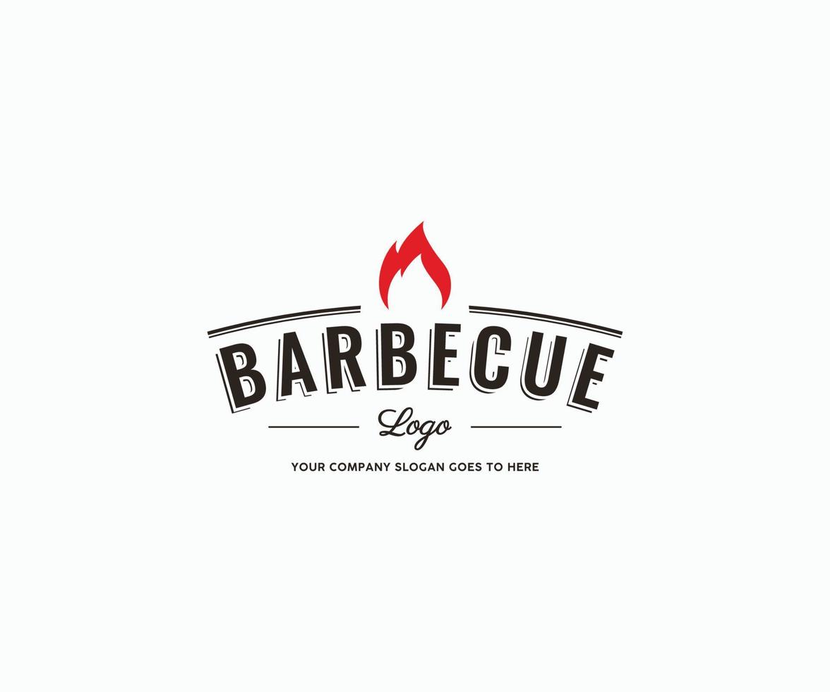 barbecue logo, BBQ-logo stock illustratie. vintage retro rustiek BBQ-grilllogo. vector