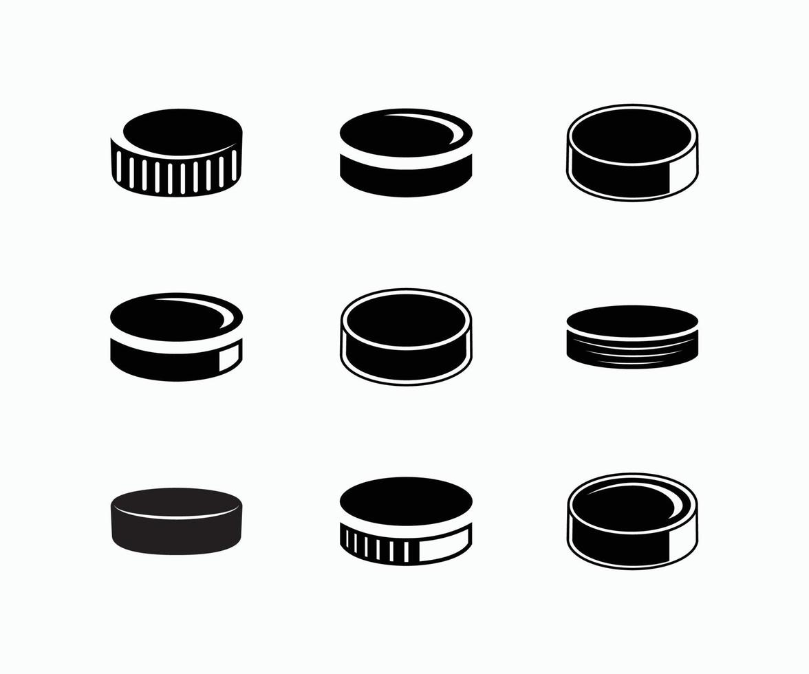 hockey pucks instellen pictogram vector