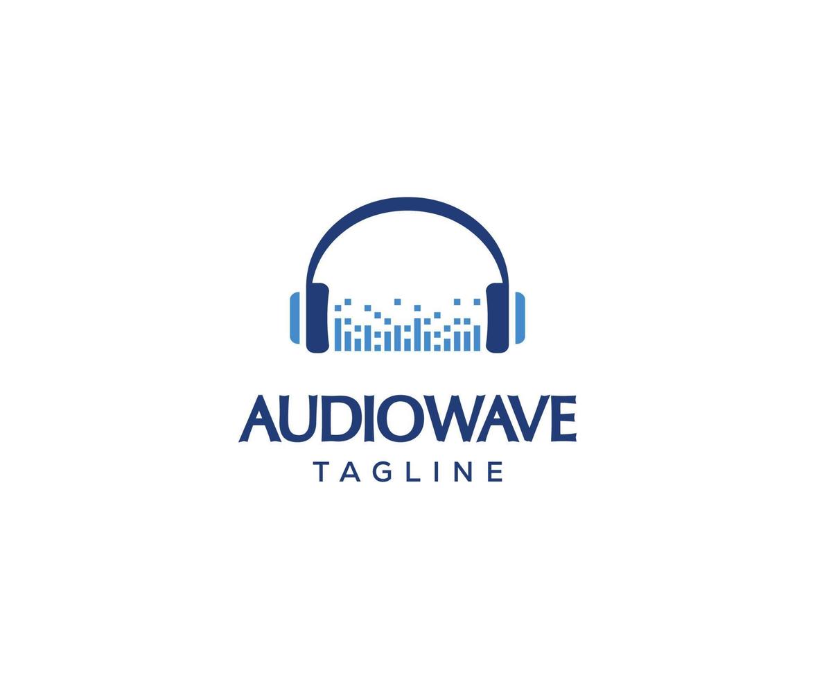 audio wave geluid hoofdtelefoon logo. dj lied logo sjabloon. vector