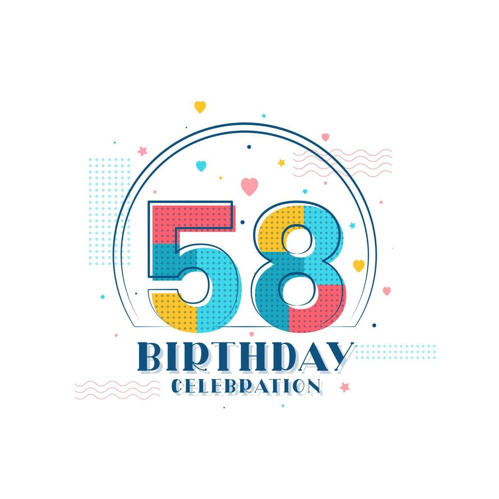58 verjaardagsviering, modern 58e verjaardagsontwerp vector