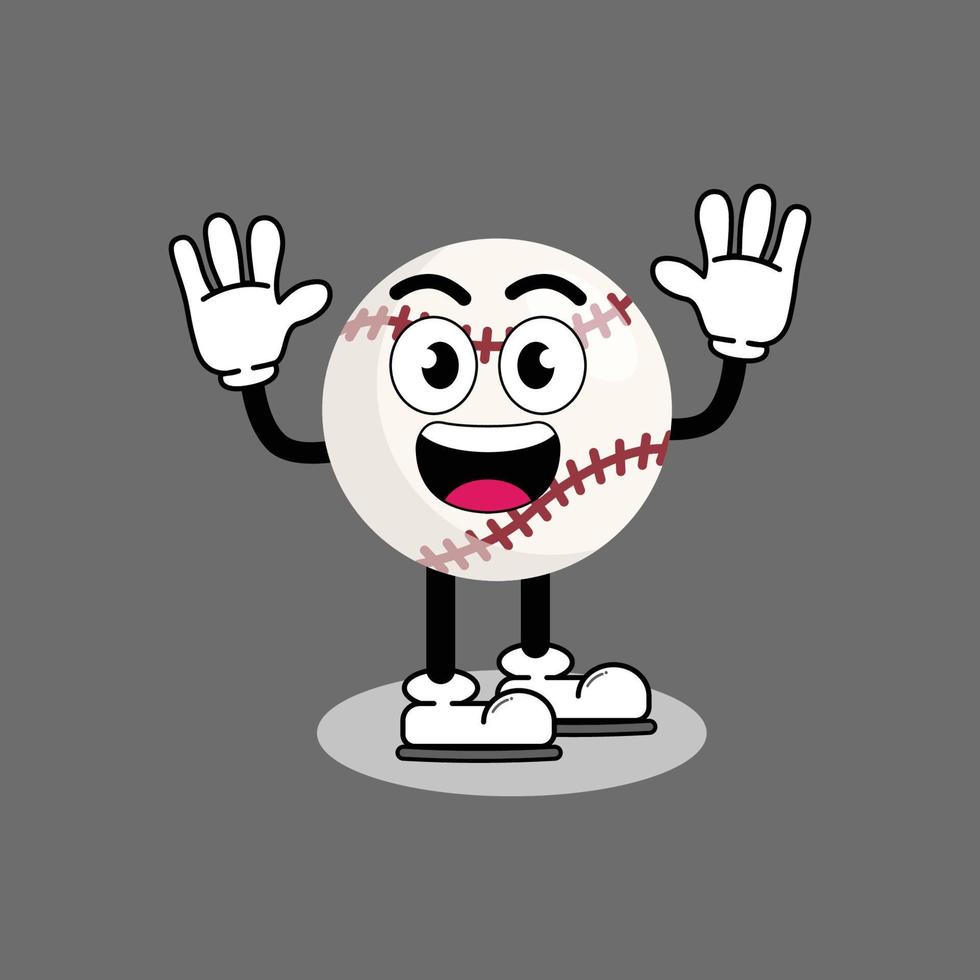 illustratie vector grafische stripfiguur van schattige mascotte honkbal met pose. geschikt voor kinderboekillustratie.