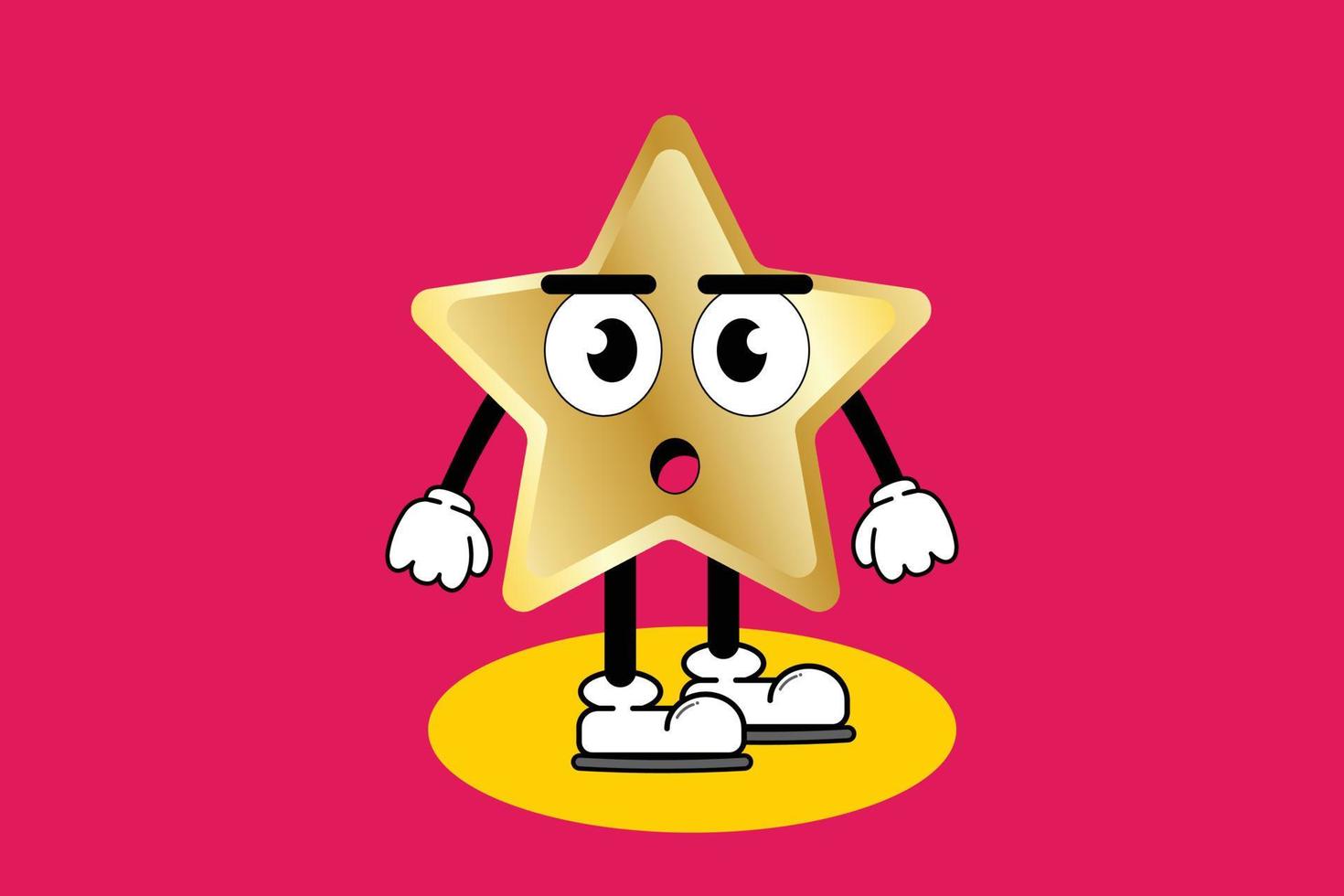 illustratie vector grafische stripfiguur van schattige mascotte gouden ster met pose. geschikt voor kinderboekillustratie en elementontwerpflyer, poster.