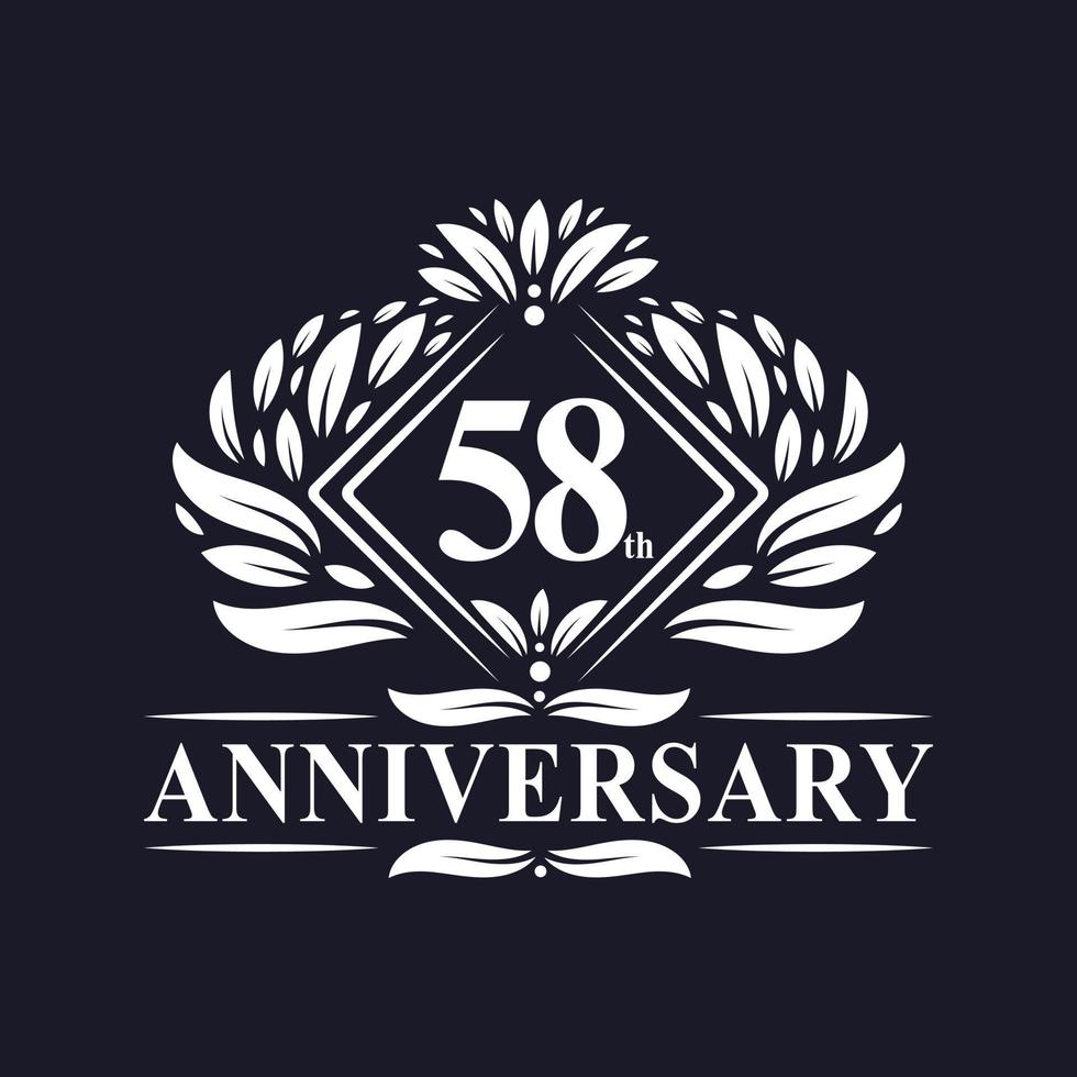 58 jaar jubileumlogo, luxe bloemen 58e verjaardagslogo. vector