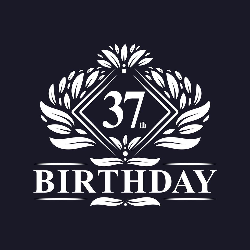 37 jaar verjaardagslogo, luxe 37e verjaardagsviering. vector