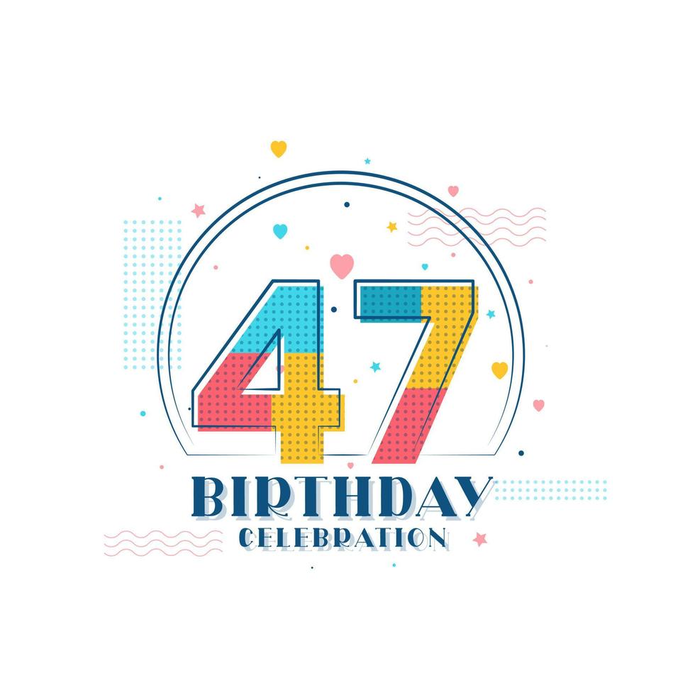 47 verjaardagsviering, modern 47ste verjaardagsontwerp vector