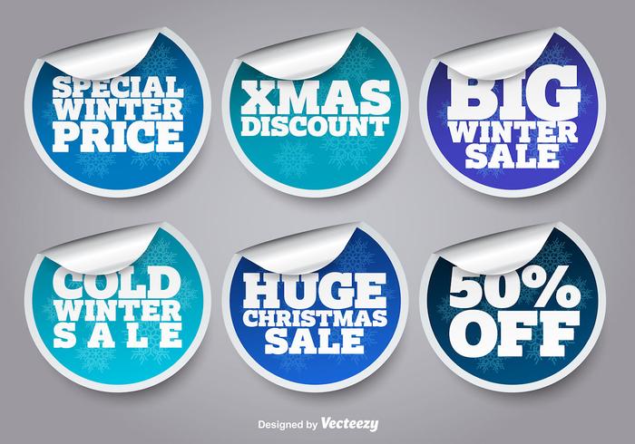 Winter verkoop stickers vector