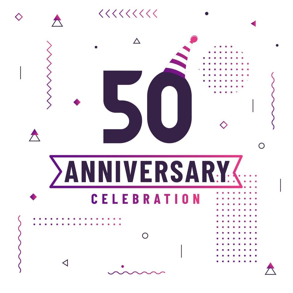 50 jaar verjaardag wenskaart, 50 verjaardag viering achtergrond gratis vector. vector