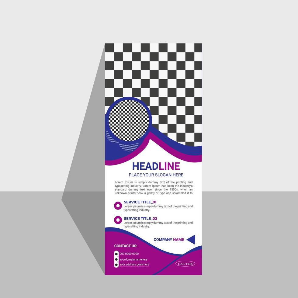 professionele, schone en moderne zakelijke roll-up of pull-up banner ontwerpsjabloon. vector