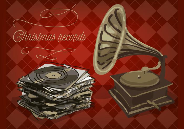 Gratis Kerst Vinyl Records Vector Achtergrond