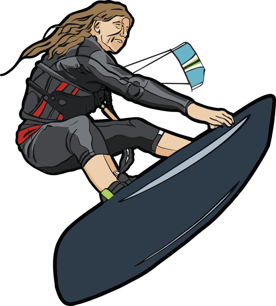 sport vrouw spelen surfplank vector