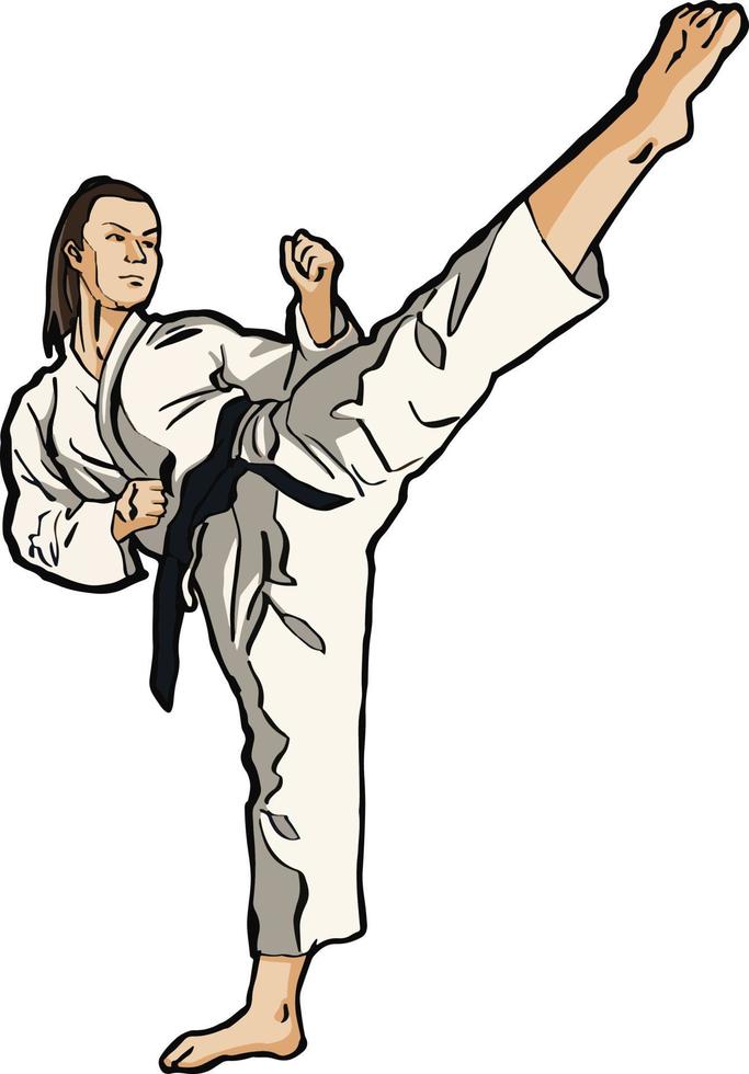 karate meisje schop vector