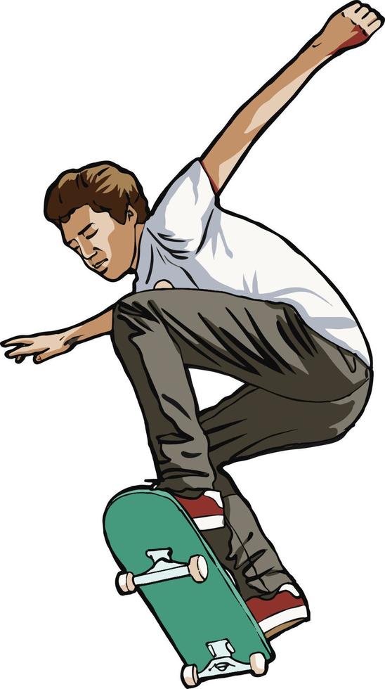 skateboard tiener sprong vector