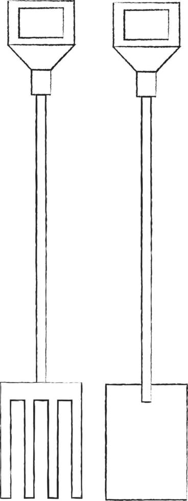 zwart-wit afbeelding van tuingereedschap vector