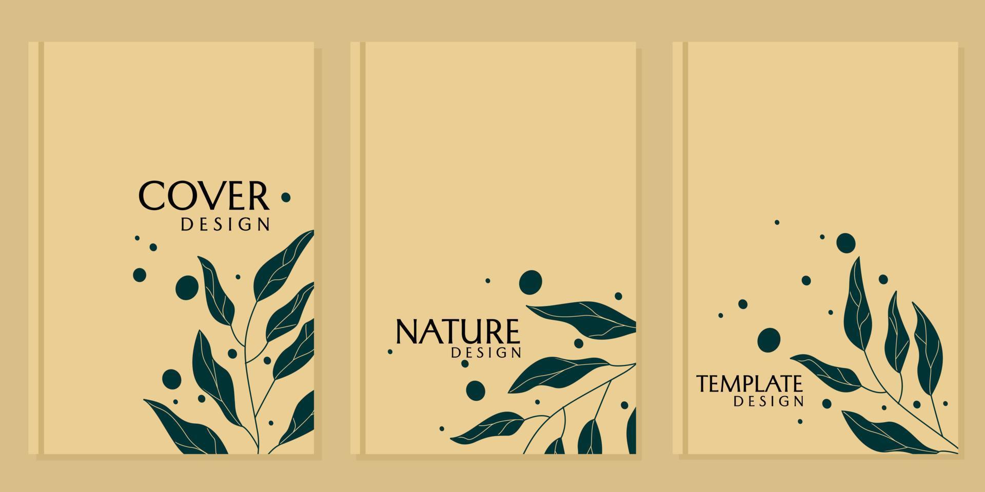 natuurlijke thema boek voorbladsjabloon. ontwerp met blad silhouet ornament vector