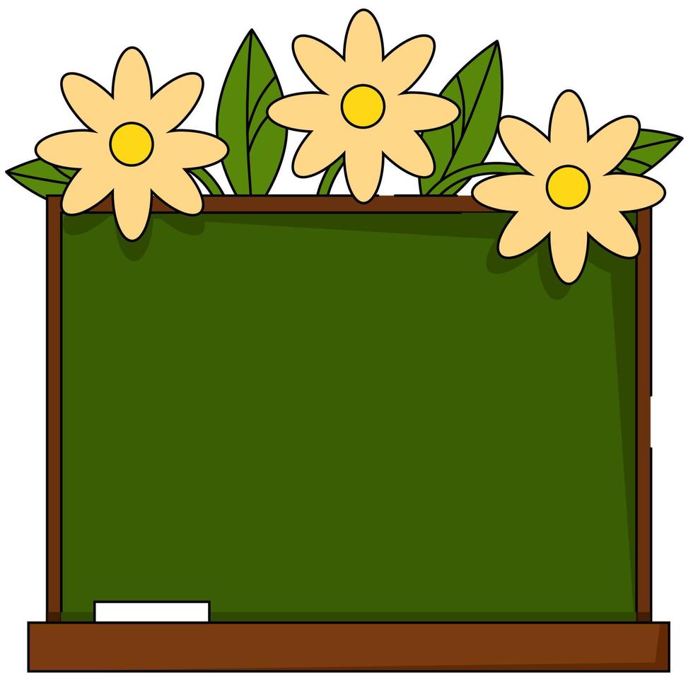 groen schoolbord met bloemen erop vector