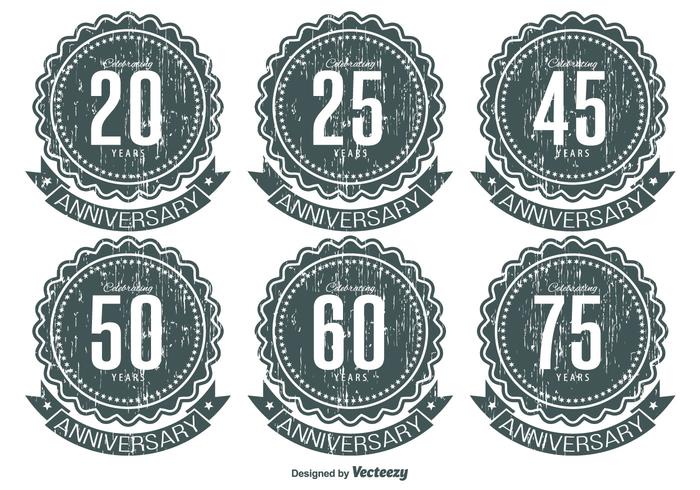 Grunge verjaardag label set vector