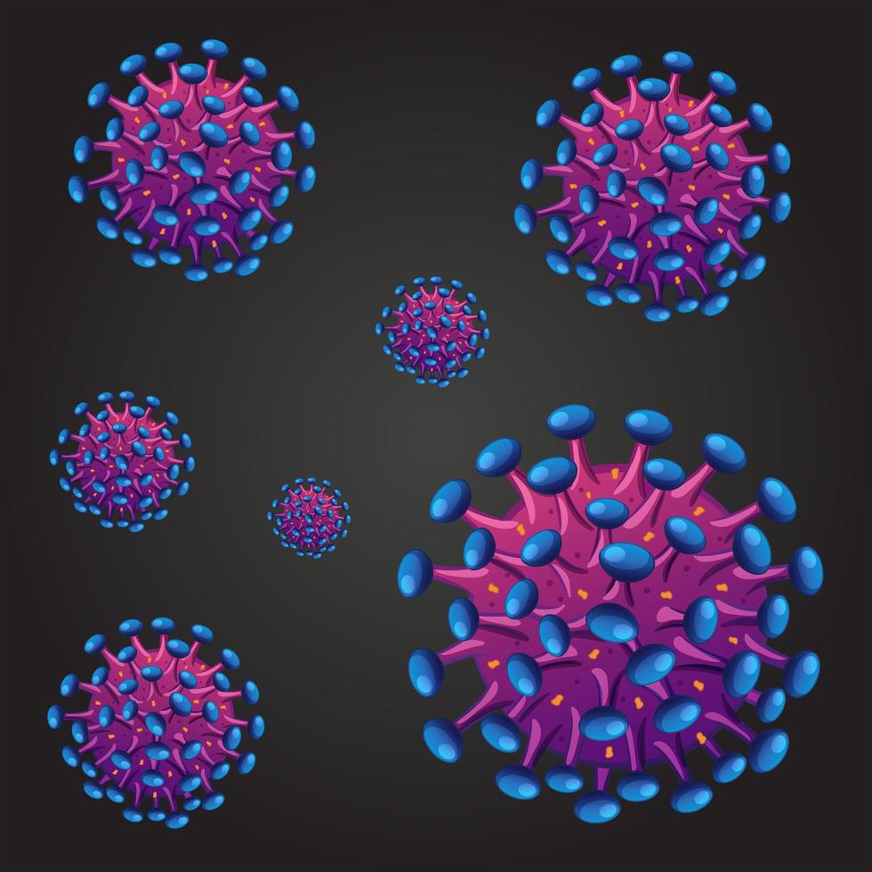 naadloze achtergrond met paars en blauw virus vector