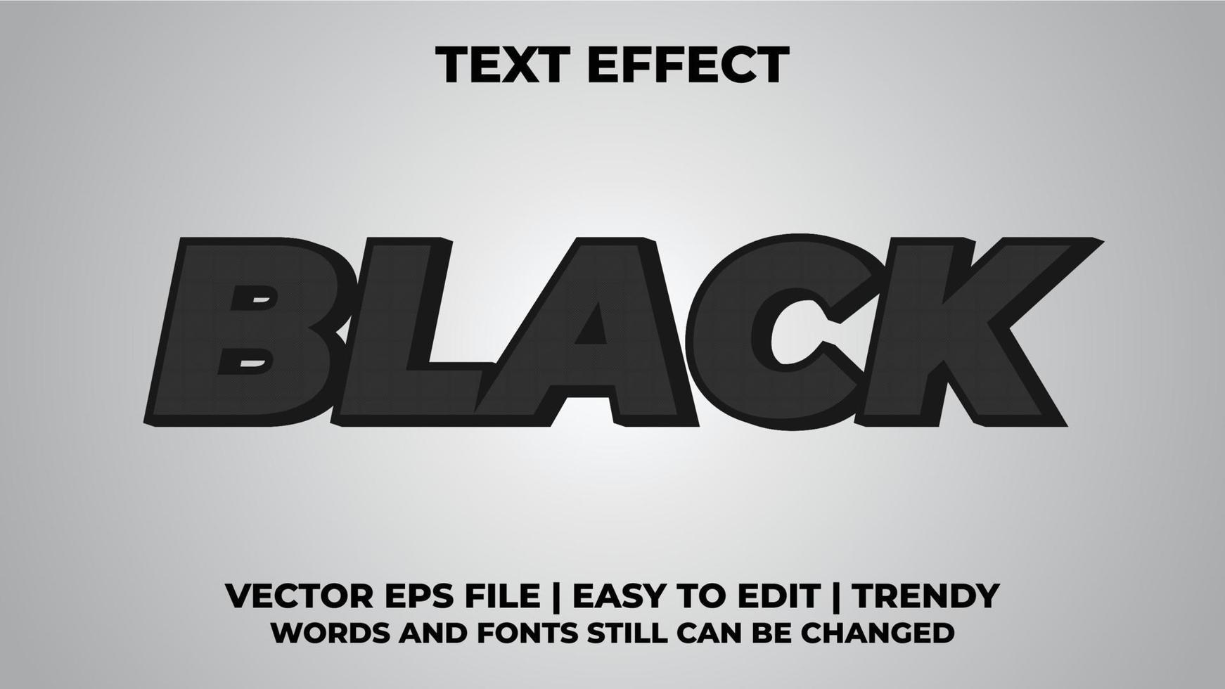 Bewerkbaar teksteffect in 3d zwart vetgedrukte strook vector