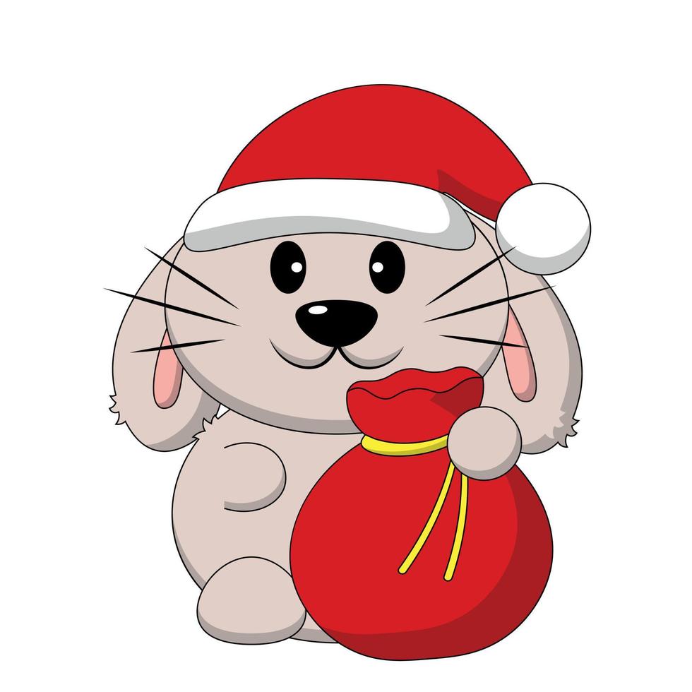 schattige cartoon konijn santa. illustratie in kleur tekenen vector