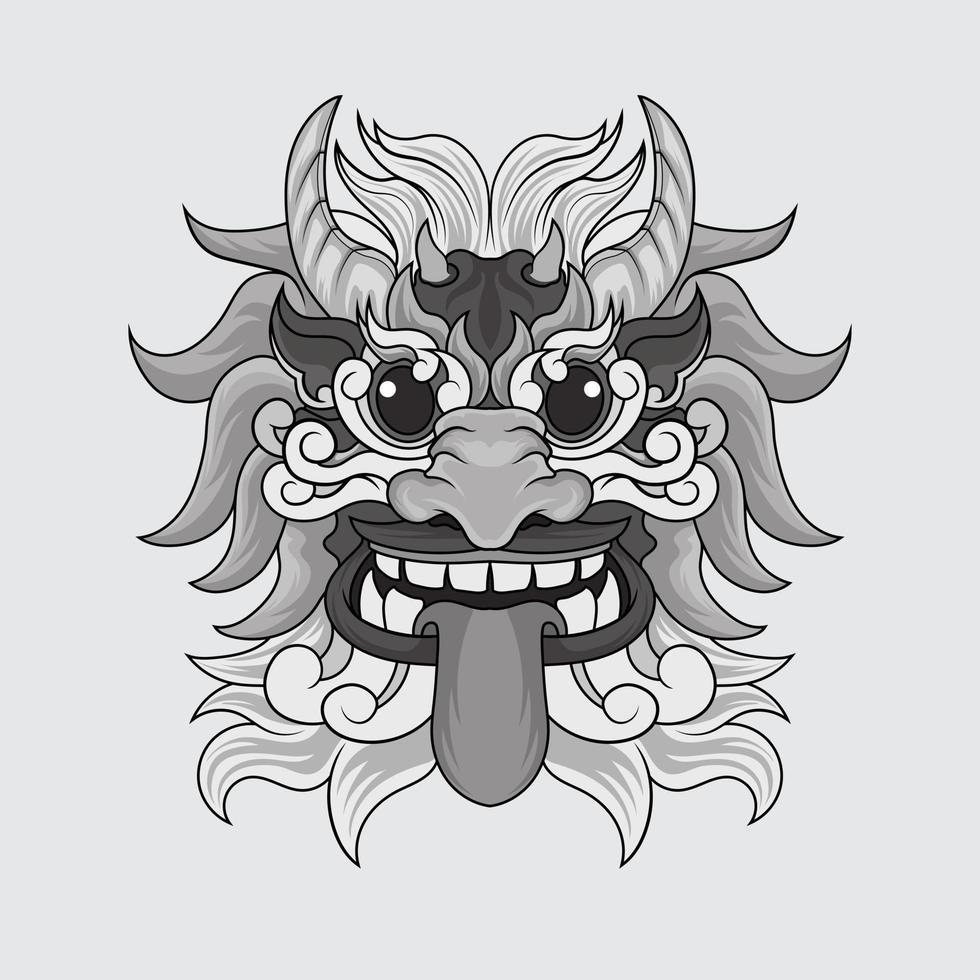 draak chinees beest hand getekend zwart-wit vectorillustraties. print, logo, postersjabloon, tattoo-idee. vector