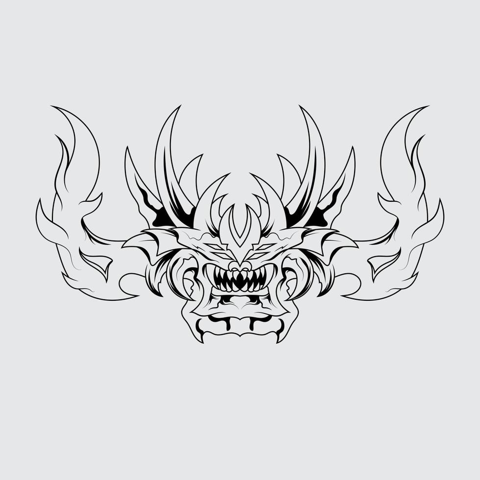 monster beest hand getekend zwart-wit vectorillustraties. print, logo, postersjabloon, tattoo-idee. vector