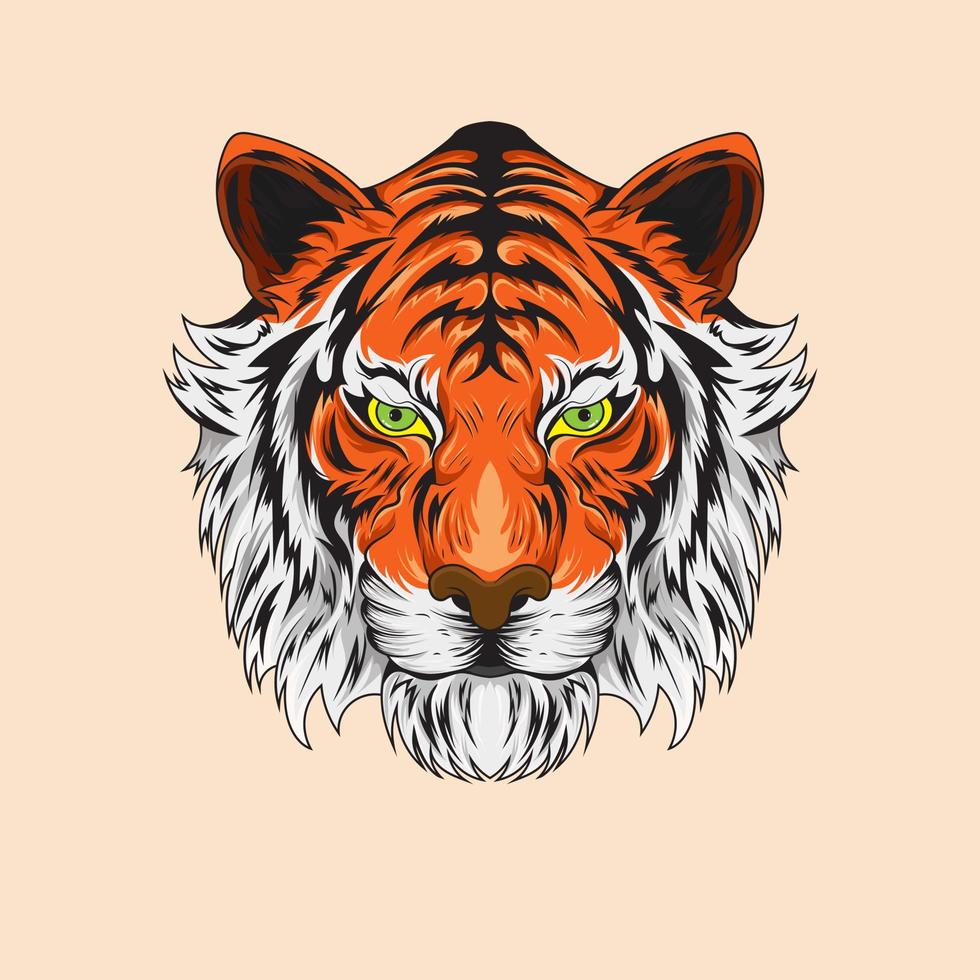 karakter dierlijke tijger beest hand getekend gekleurde vectorillustraties. voor t-shirtafbeeldingen, banners, modeprints, slogan-t-shirts, stickers, flyers, posters en ander creatief gebruik vector