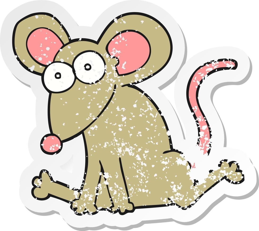 retro verontruste sticker van een cartoonmuis vector