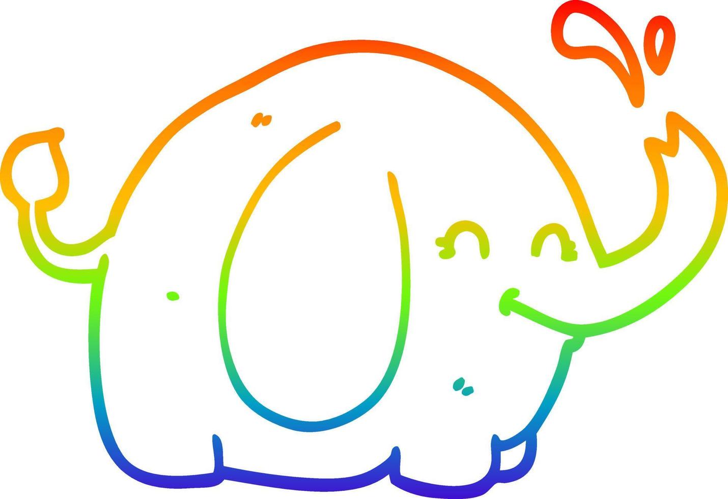 regenbooggradiënt lijntekening cartoon olifant vector