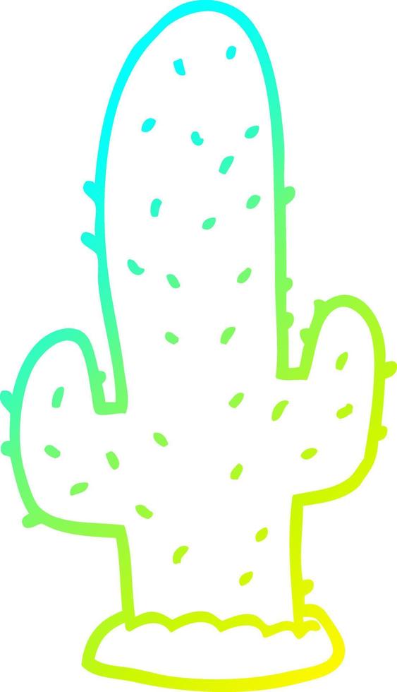 koude gradiënt lijntekening cartoon cactus vector