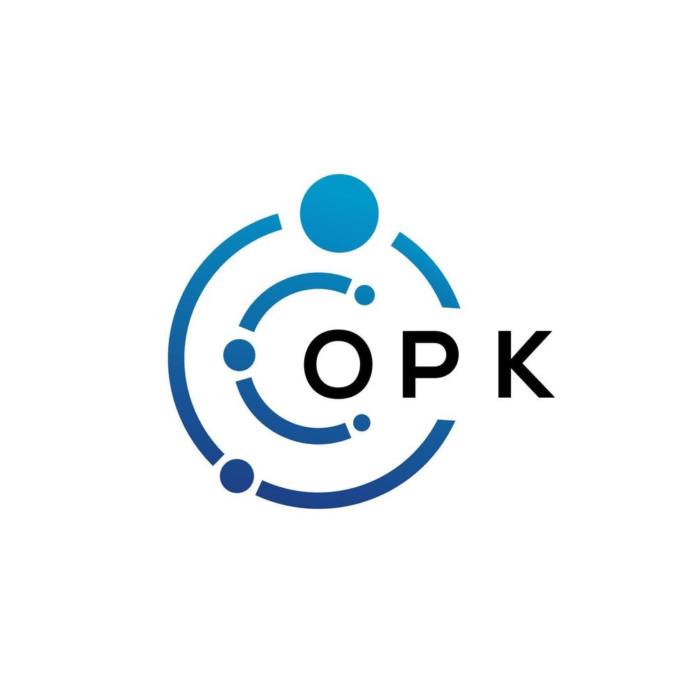 opk brief technologie logo ontwerp op witte achtergrond. opk creatieve initialen letter it logo concept. opk brief ontwerp. vector